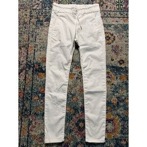 Bevy Flog Shely Pants Women’s Size 25 White Slim Leg Pull On Drawstring